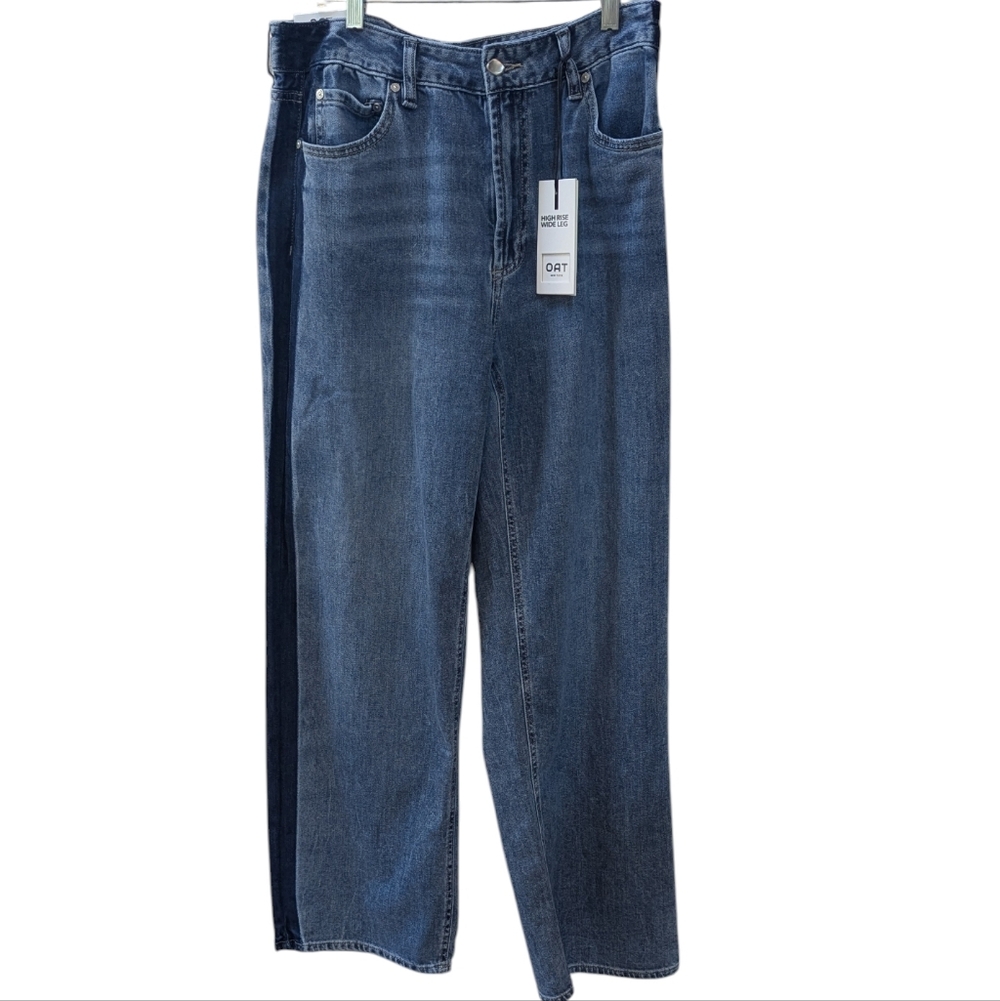 Oat New York High-rise Wide Leg Cloud Luxe Denim Jeans. Sz 12.  NWT